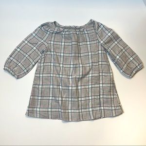 Gap gray plaid top with buttons Size 6-12 months